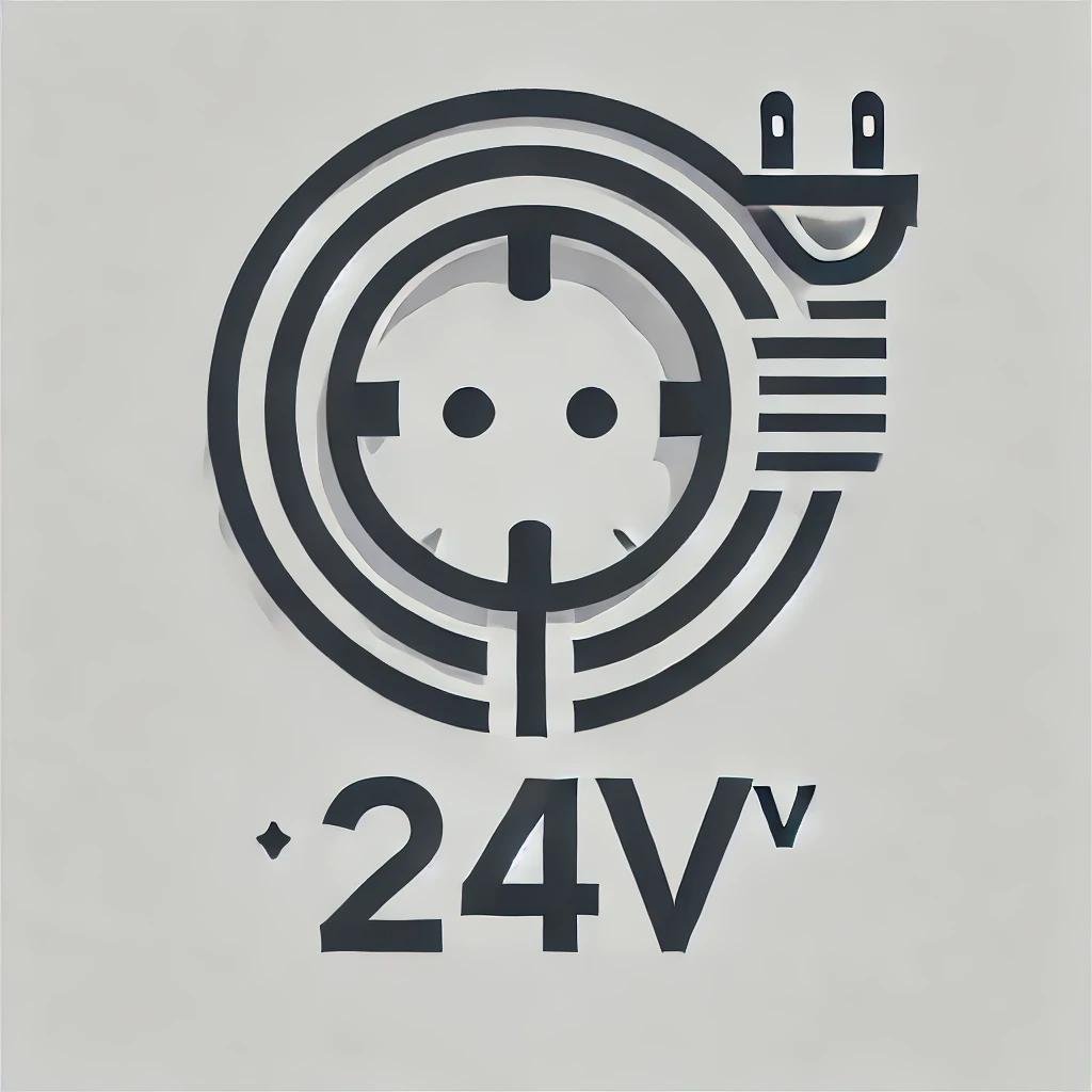 Minimalist logo for 240V outlets featuring a circular power outlet icon with a bold 240V label in gray tones.