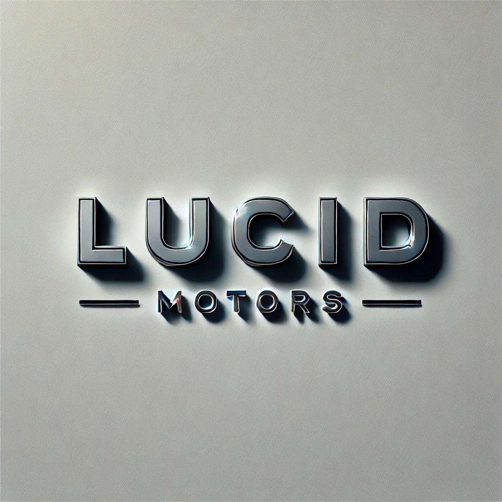 The Lucid Motors logo featuring a sleek and modern wordmark 'Lucid' in a minimalist metallic gray font on a white background.